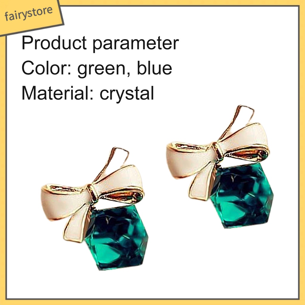 1 Đôi Bông Tai Hình Nơ Đính Pha Lê Giả Thời Trang Dành Cho Nữ