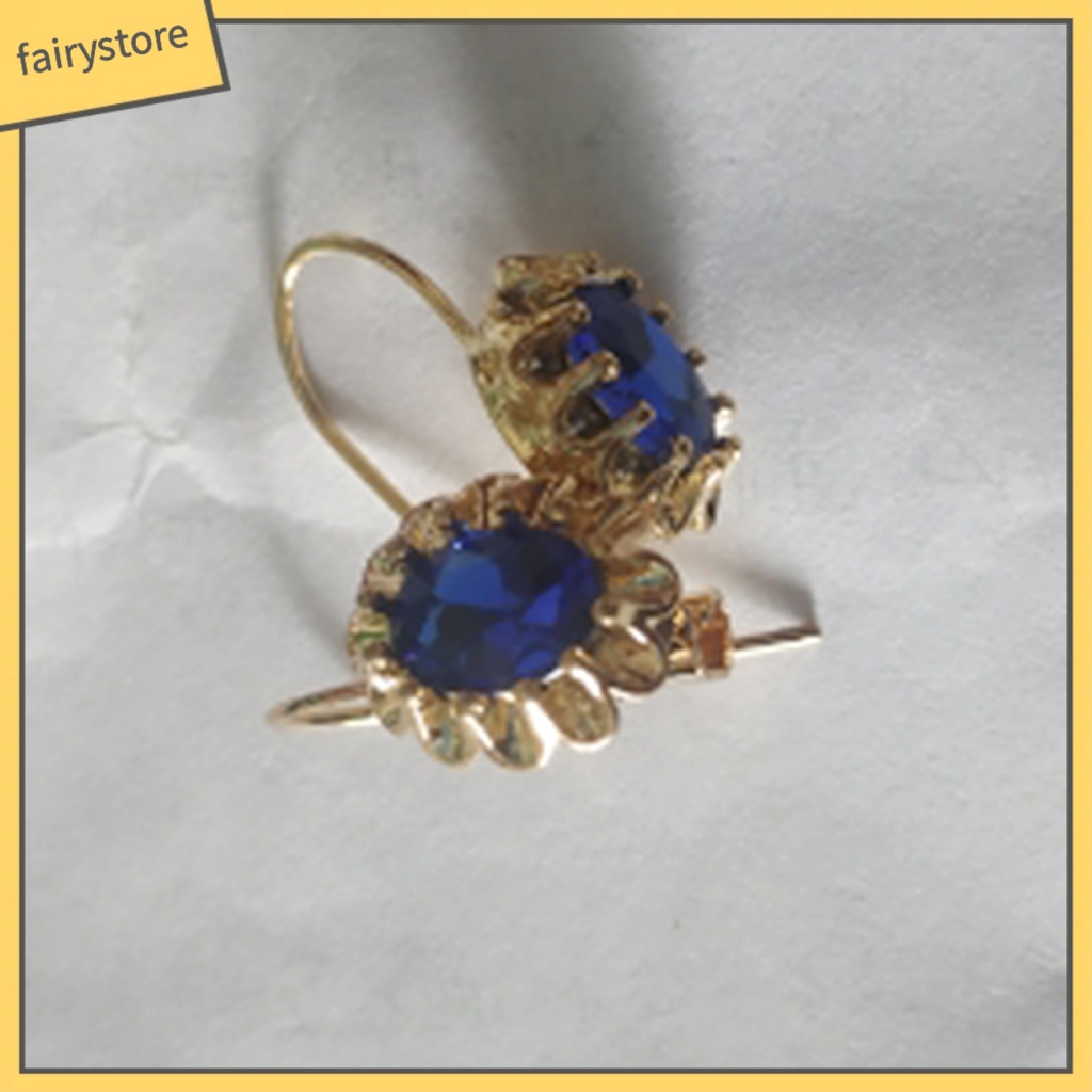 1 Đôi Bông Tai Hình Oval Đính Kim Cương Giả Thời Trang