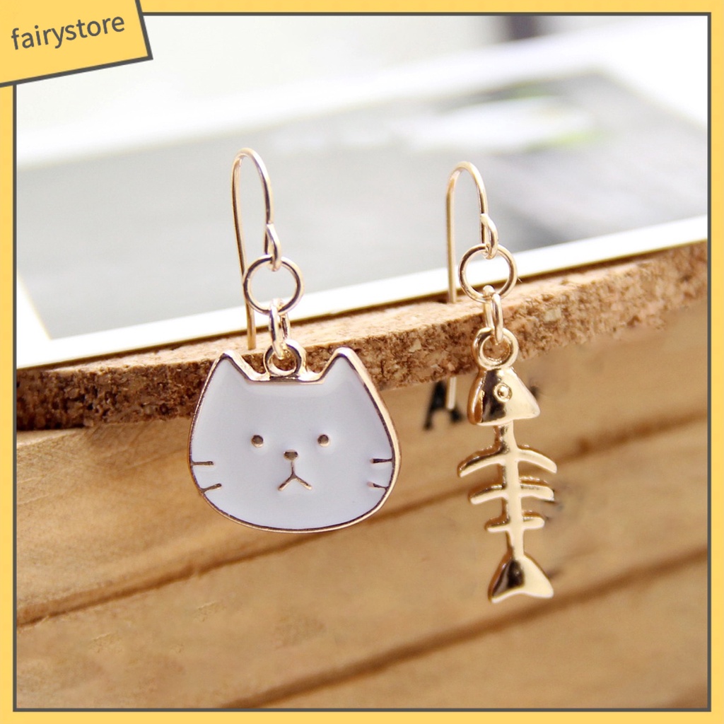 1 Đôi Bông Tai Hình Mèo Bằng Thép Không Gỉ Dễ Thương Dành Cho Nữ