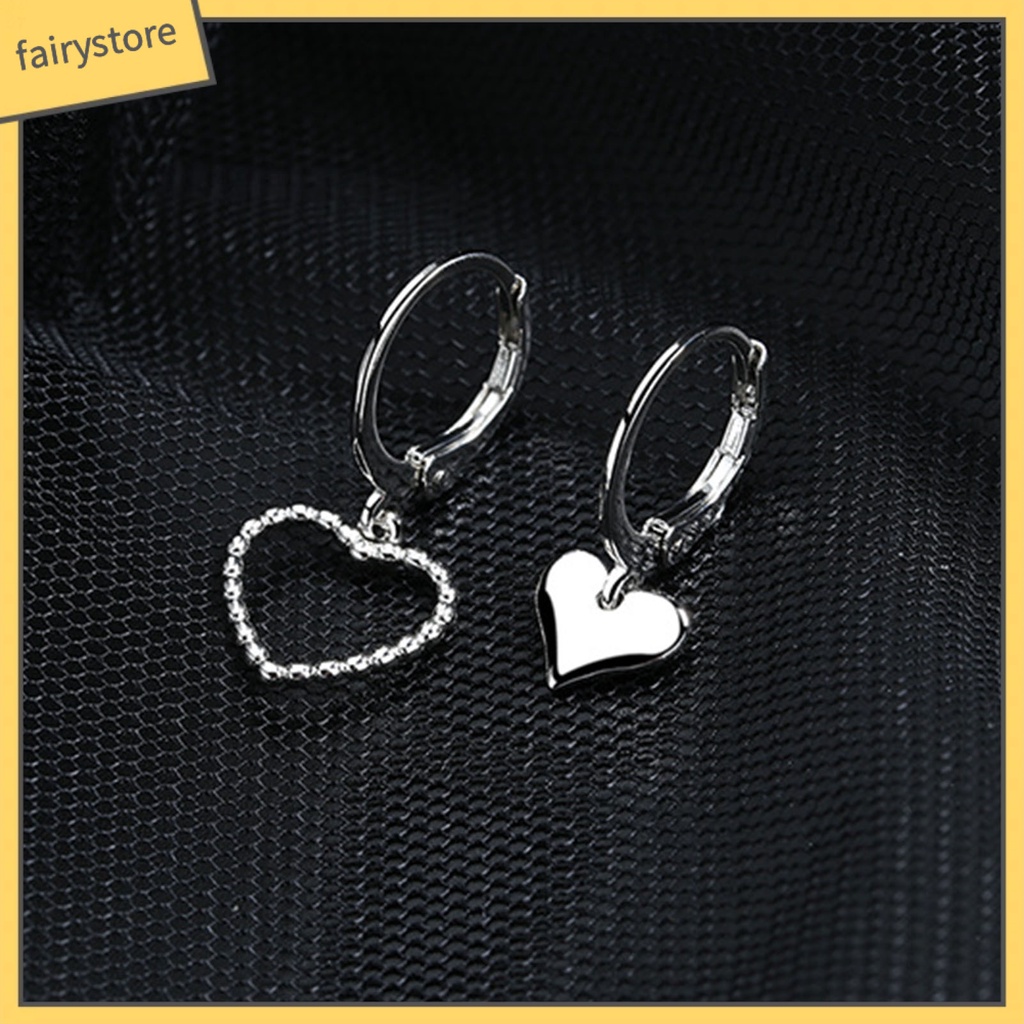 2 Bông Tai Hình Trái Tim Bằng Đồng Thiết Kế Đục Lỗ Thời Trang Cho Nữ