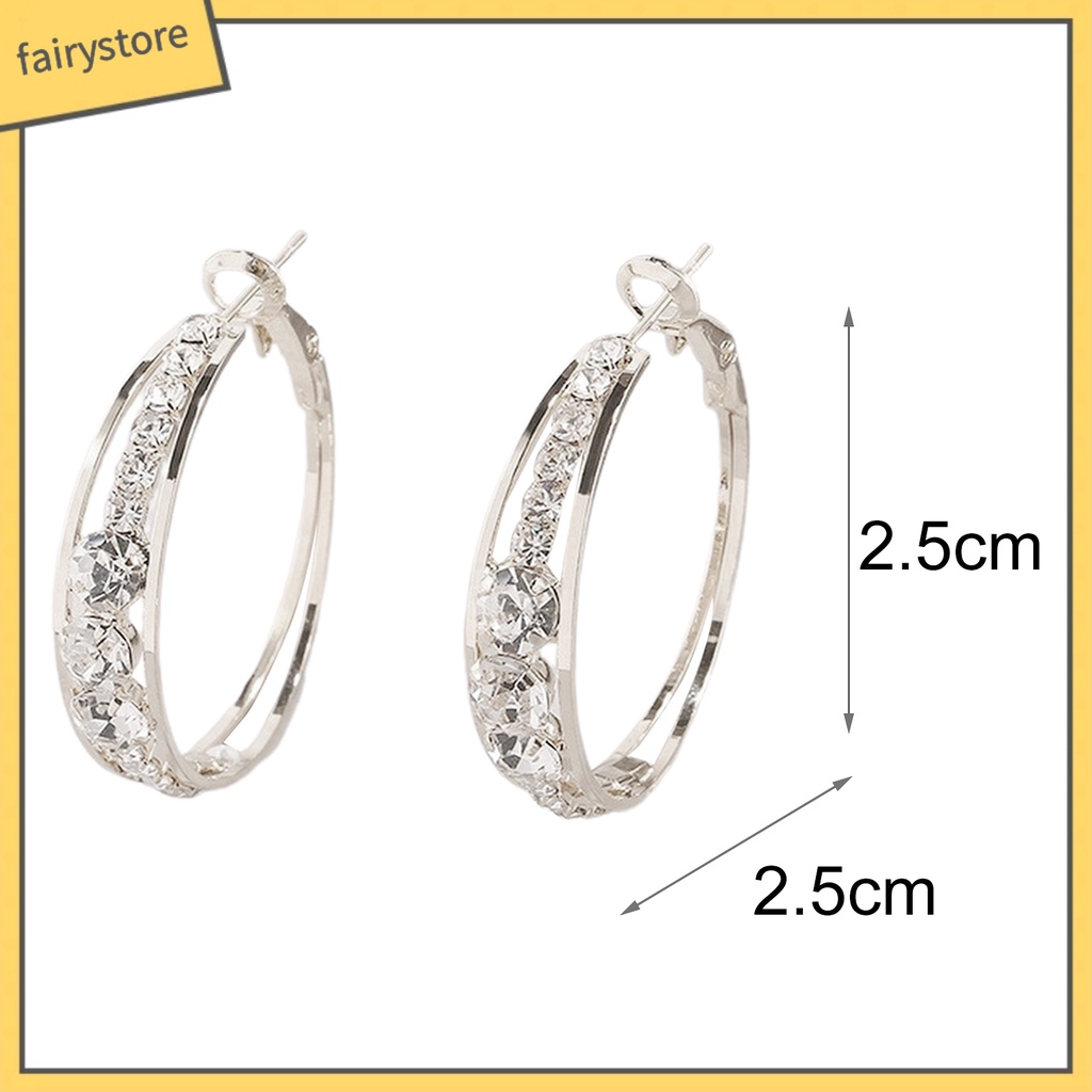 Khuyên Tai Tròn Đính Đá Lấp Lánh Phong Cách Phương Tây