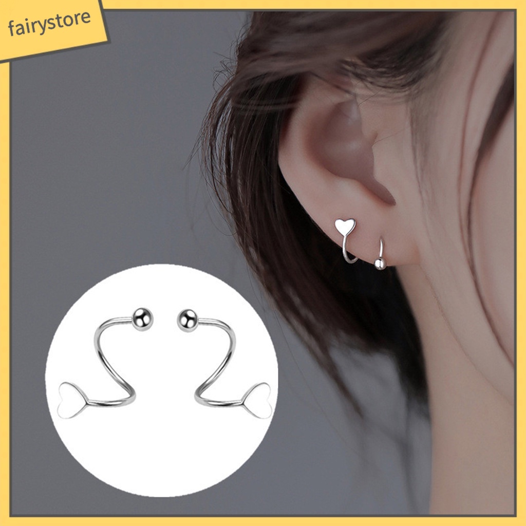 1 Đôi Bông Tai Hình Trái Tim Lấp Lánh Dành Cho Nữ