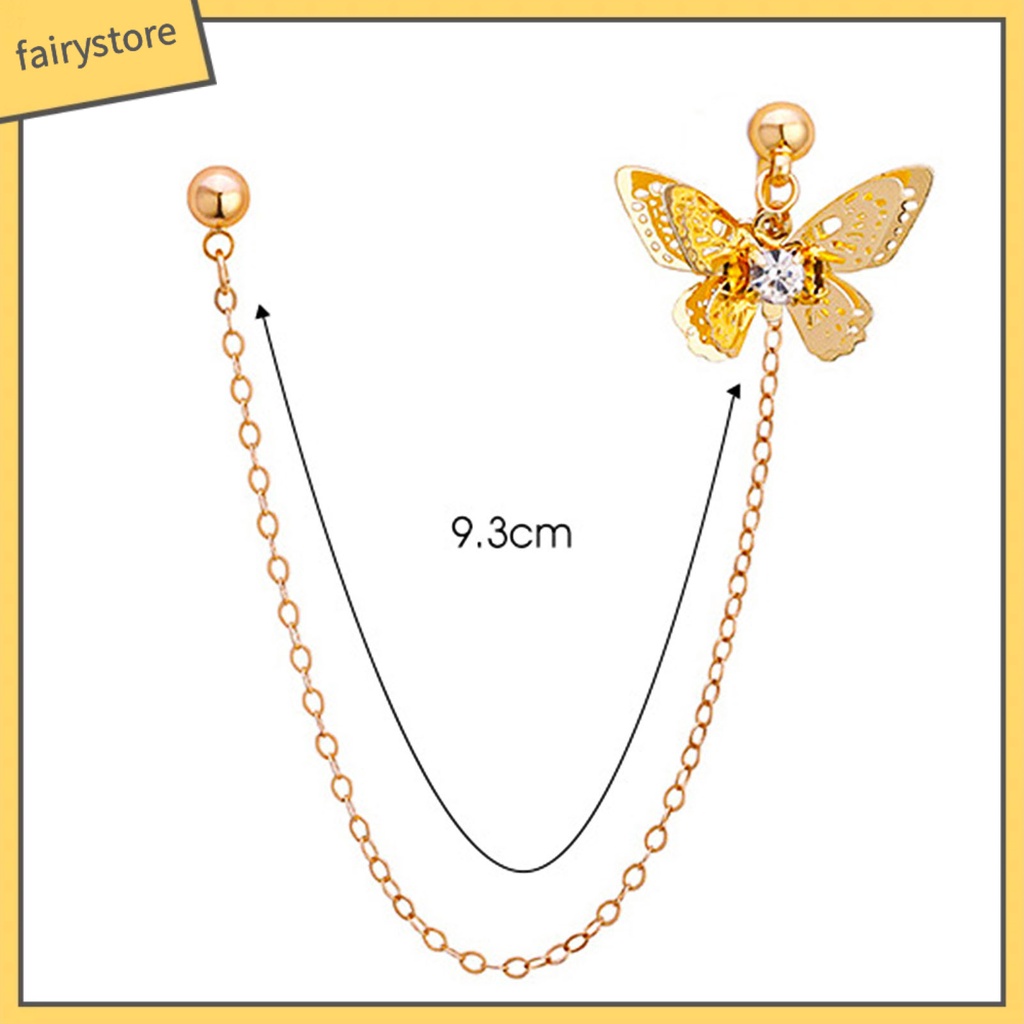 1 Khuyên Tai Dạng Kẹp Hình Bướm &amp; Hoa Cương Giả Bằng Hợp Kim