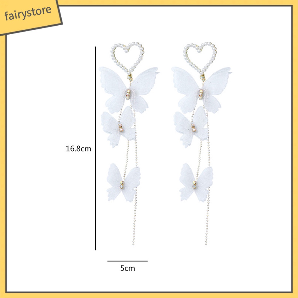 1 Đôi Bông Tai Hợp Kim Thả Ngọc Trai / Bướm / Trái Tim Thời Trang