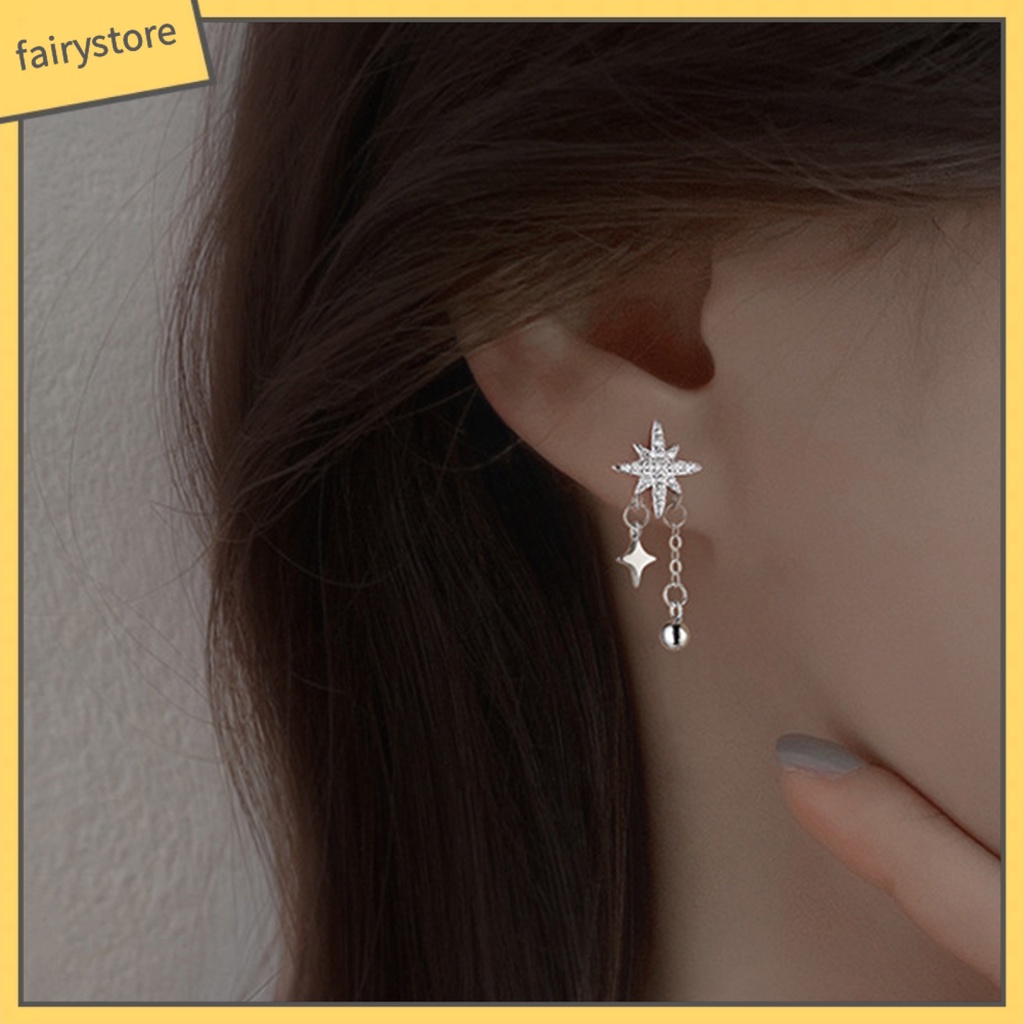 1 Bông Tai Hình Ngôi Sao / Bóng Tròn Đính Đá Phong Cách Hàn Quốc Dành Cho Nữ