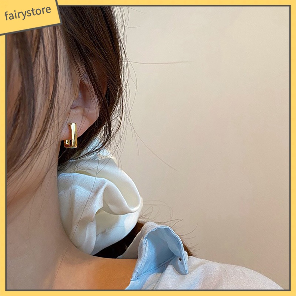 [FRO] 1 Đôi Bông Tai Dạng Vòng Hình Học Không Gây Dị Ứng Cá Tính Tuyệt Vời Không Gây Đau Cho Nữ Dating