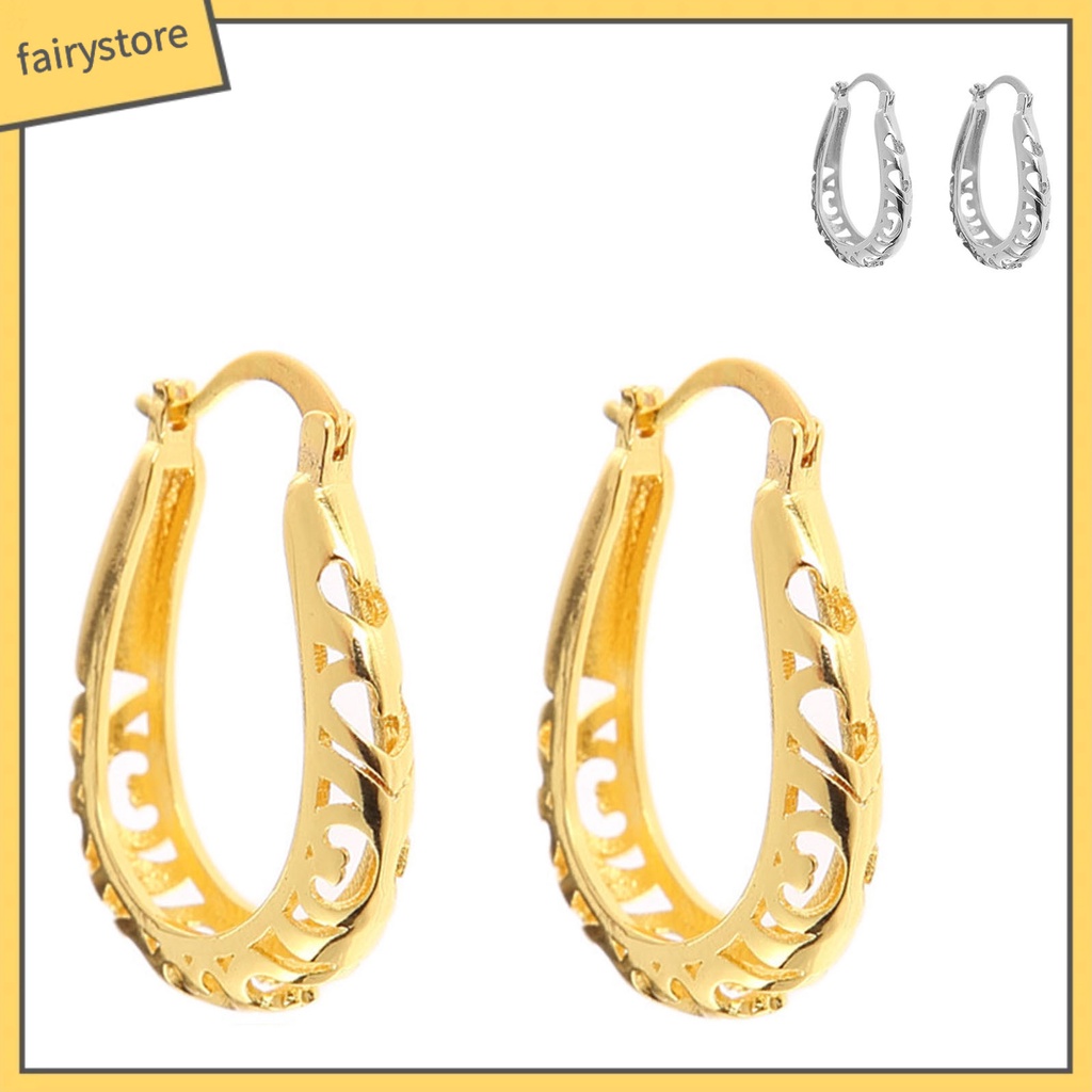 1 Đôi Bông Tai Hình Tròn Thiết Kế Đục Lỗ Thời Trang Dành Cho Nữ