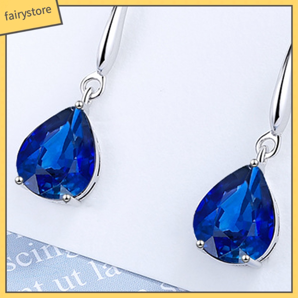 1 Đôi Bông Tai Hình Giọt Nước Đính Đá Zircon Thời Trang Dành Cho Nữ