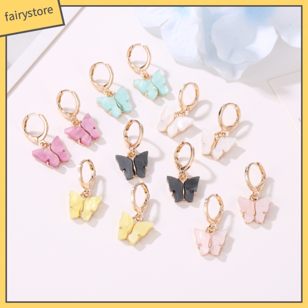 Bông Tai Acrylic Hình Bướm Màu Sắc Ngọt Ngào Thời Trang Cho Nữ