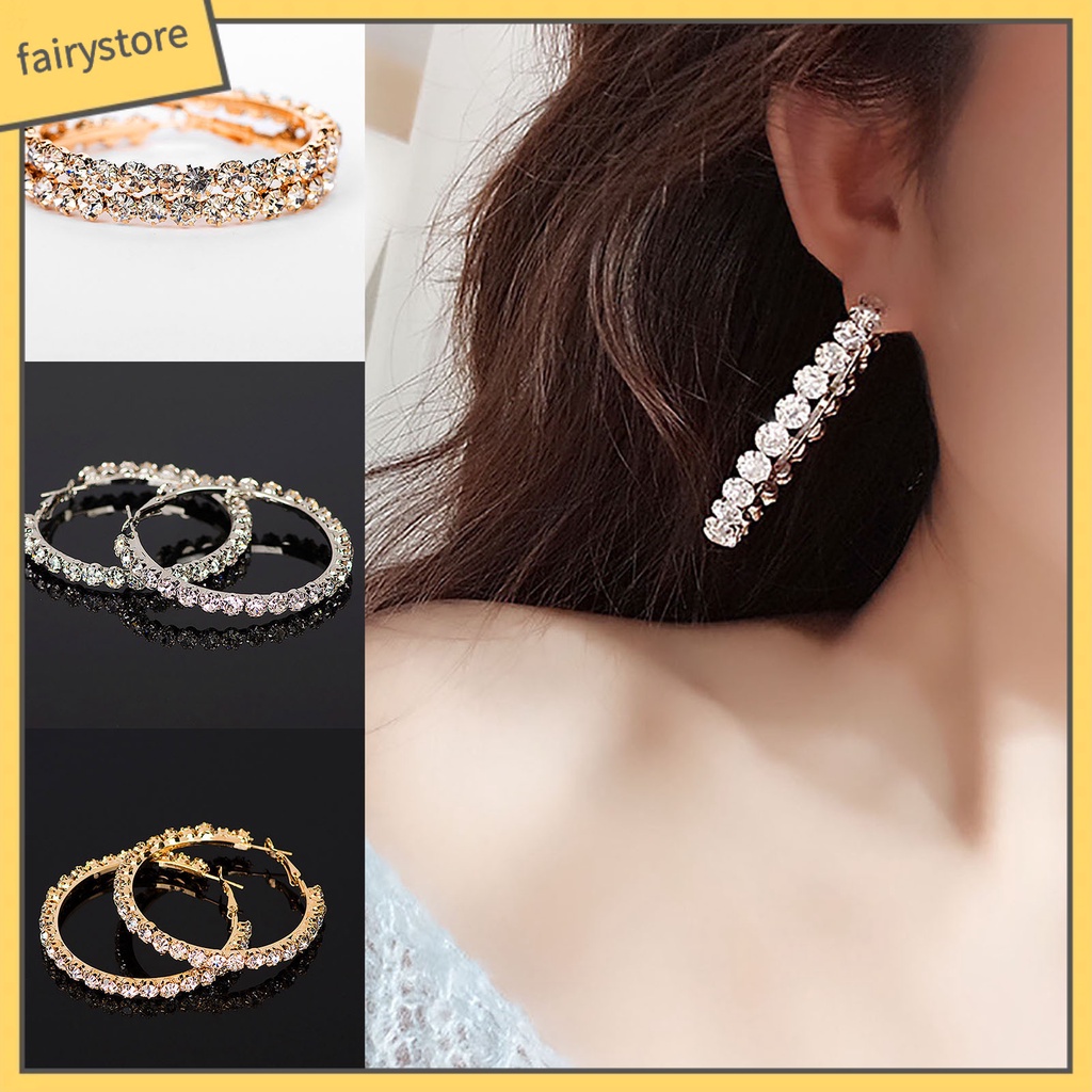 1 Đôi Bông Tai Tròn Đính Đá Sáng Tạo Phong Cách Vintage Dành Cho Nữ