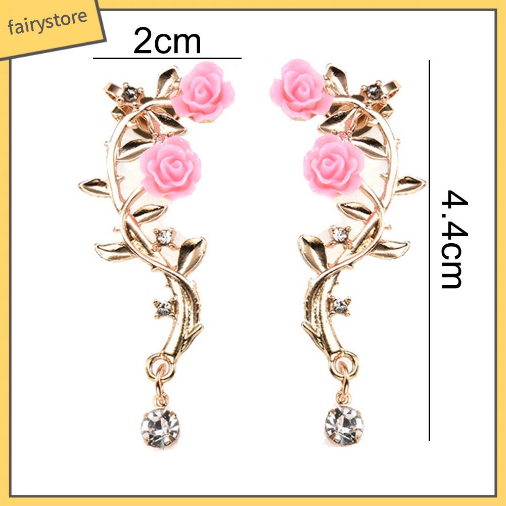 Khuyên Vành Tai Hình Hoa Hồng Đính Đá Thời Trang Cho Nữ
