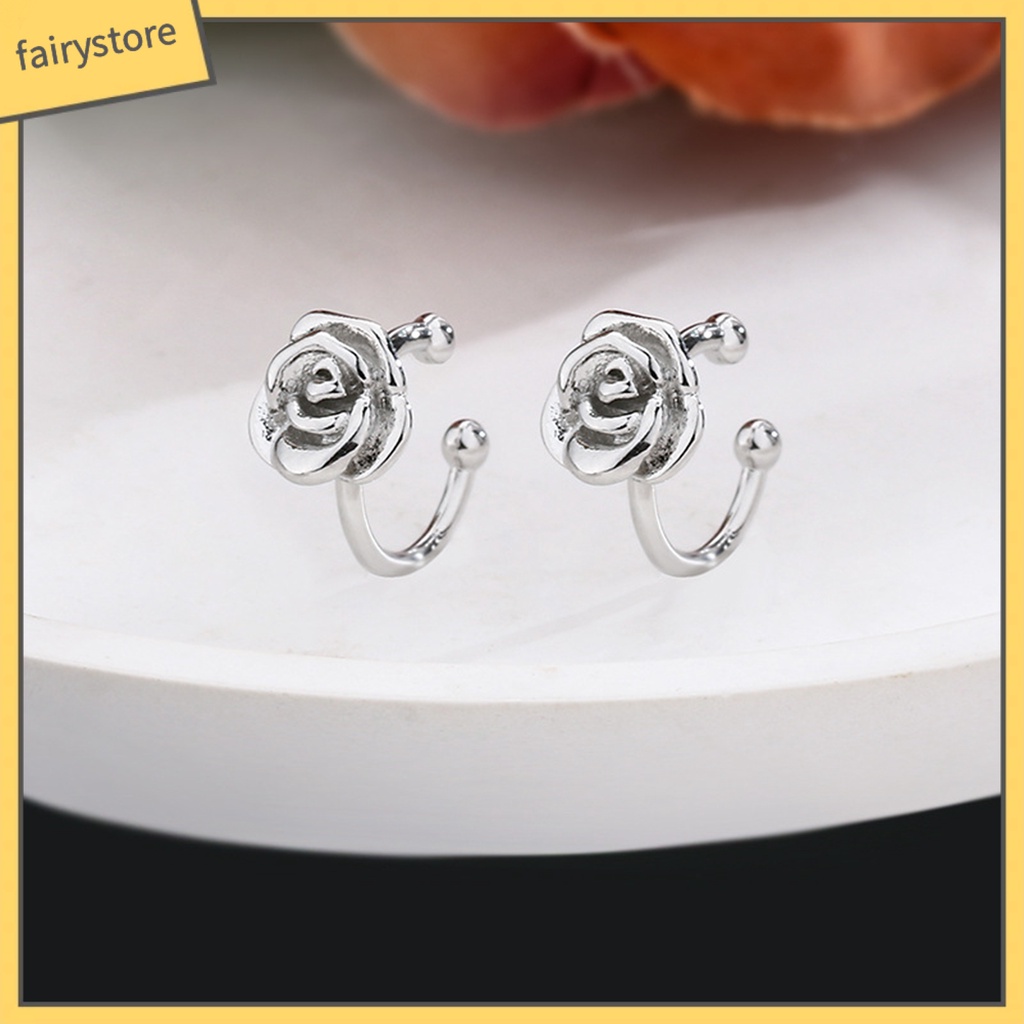 1 Khuyên Kẹp Vành Tai Hình Bông Hoa Mạ Điện Sáng Bóng Không Cần Xỏ Lỗ Dành Cho Nữ Dự Tiệc