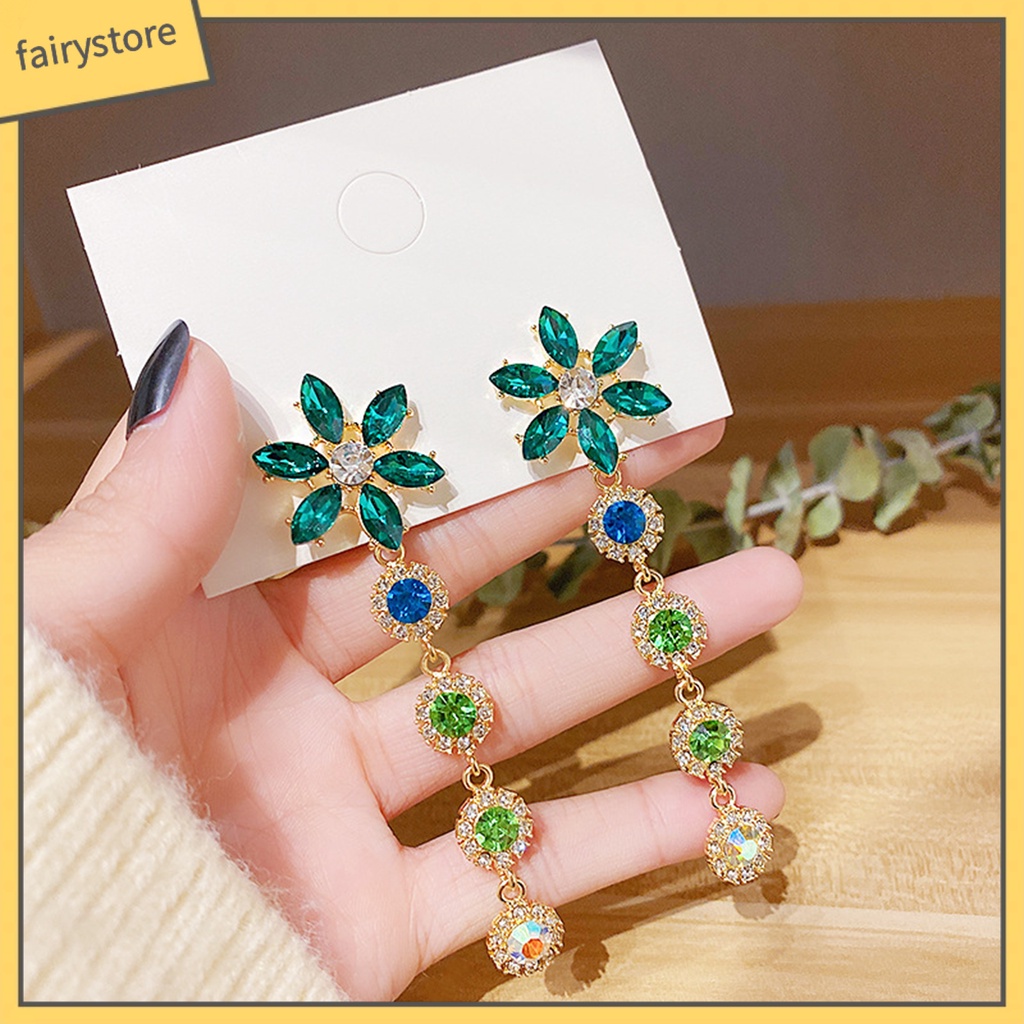 1 Đôi Bông Tai Hình Hoa Đính Đá Lấp Lánh Dành Cho Nữ