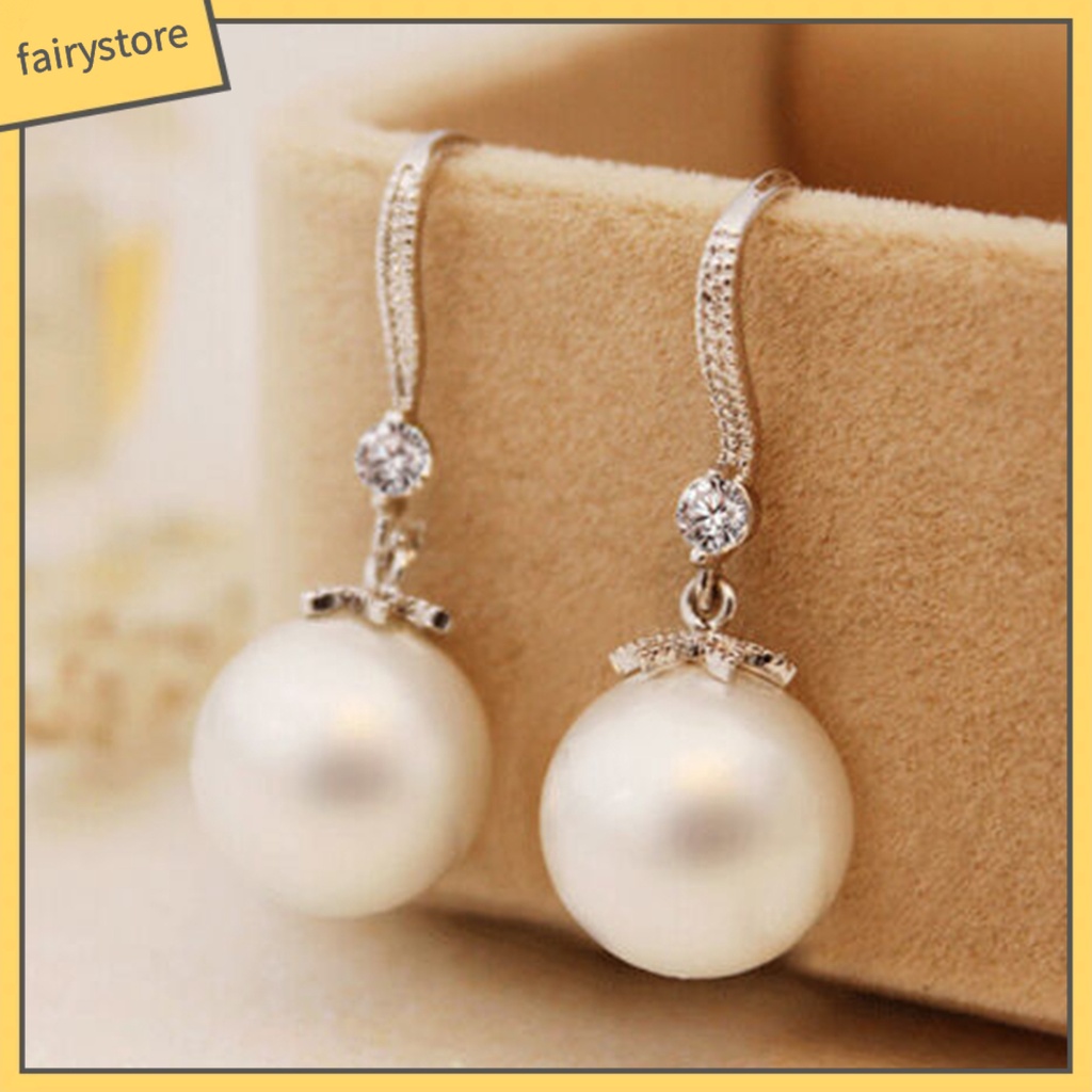 1 Đôi Bông Tai Móc Đính Ngọc Trai Giả Lấp Lánh Thời Trang Dự Tiệc Cho Nữ