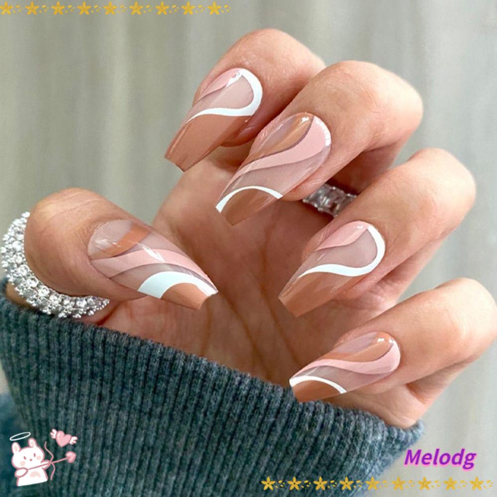 Bộ 24 Móng Tay Giả Che Phủ Toàn Diện Tháo Rời Được Kiểu Pháp