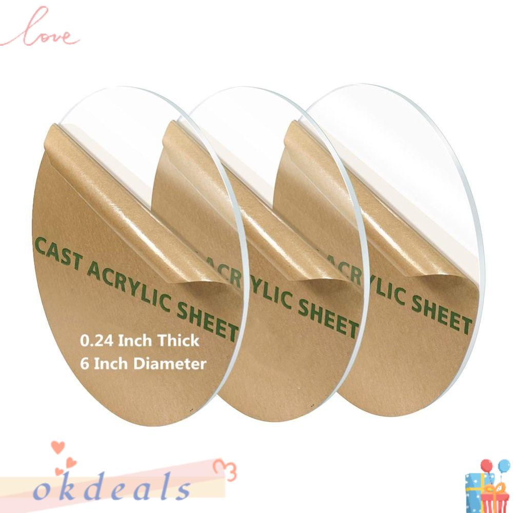 Bộ 3 Bảng Acrylic Tròn Đường Kính 6 Inch Dùng Làm Đồ Thủ Công DIY