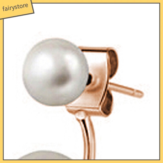 1 Đôi Bông Tai Tròn Đính Ngọc Trai Giả Thời Trang