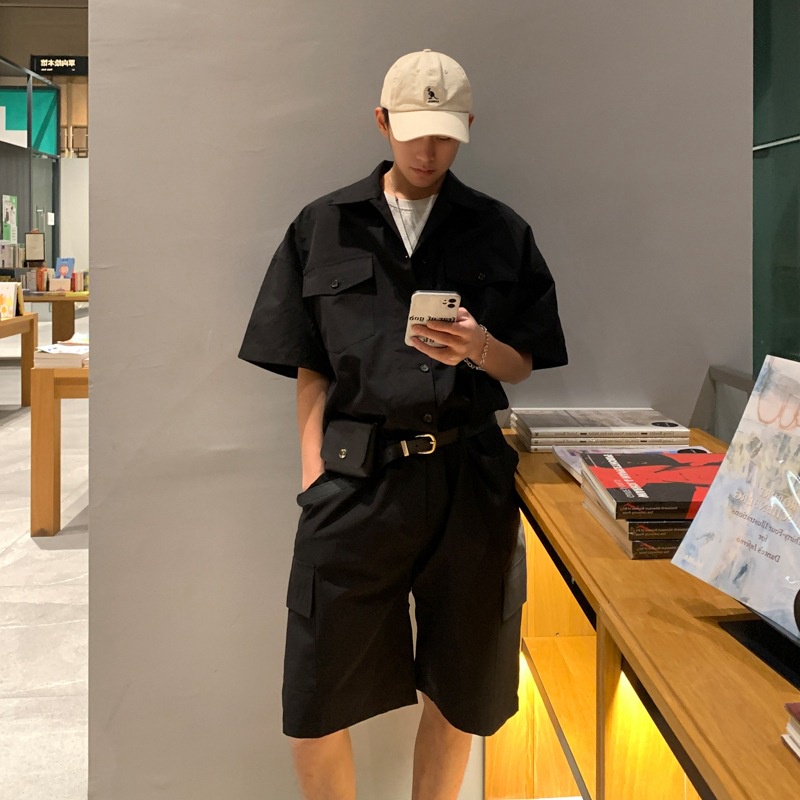 Bộ Áo Liền Quần Tay Ngắn Dáng Rộng Thời Trang Mùa Hè Cho Nam