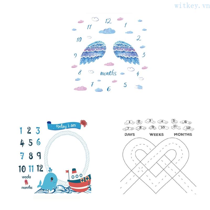 Chăn Quấn In Họa Tiết Hoạt Hình Đánh Dấu Cột Mốc Phát Triển Theo Tháng Làm Phụ Kiện Chụ