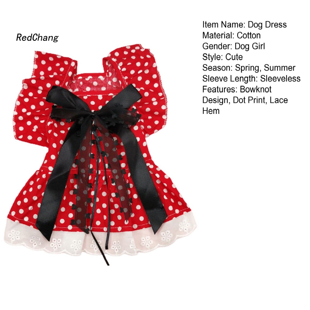 Rc ~ Đầm Công Chúa Mỏng Mùa Xuân Hè Viền Bèo Nhún Họa Tiết Chấm Bi Phối Ren Và Nơ Cho Cún Cưng Kỳ Nghỉ Năm Mới / Lễ Giáng