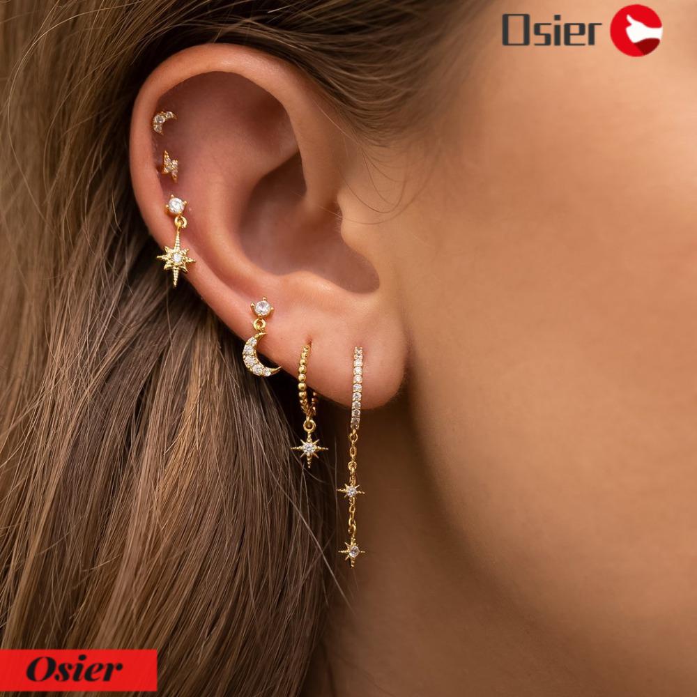 OSIER1 Khuyên Tai Chuỗi Xích Thiết Kế Mới Dành Cho Nữ