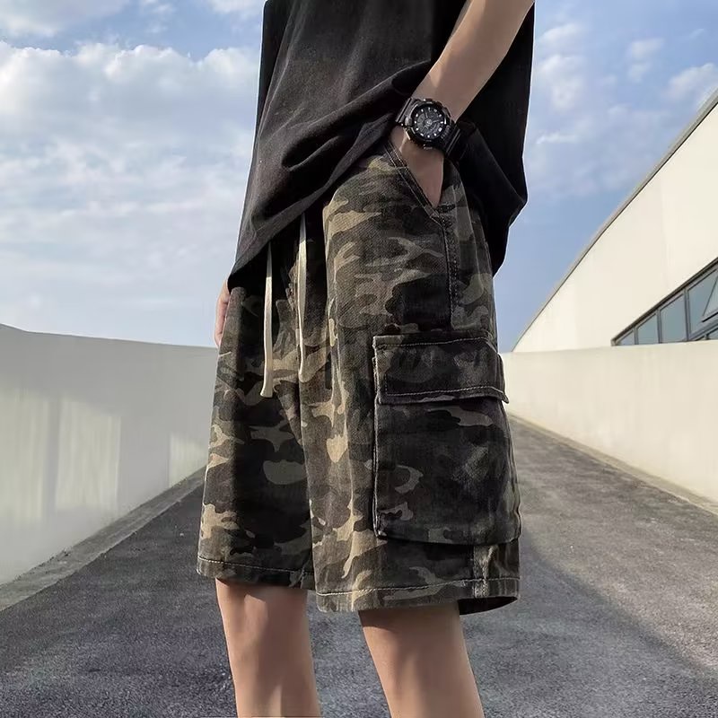 Quần Short Ống Rộng Phong Cách Retro Đường Phố Mỹ Thời Trang Mùa Hè Cho Nam