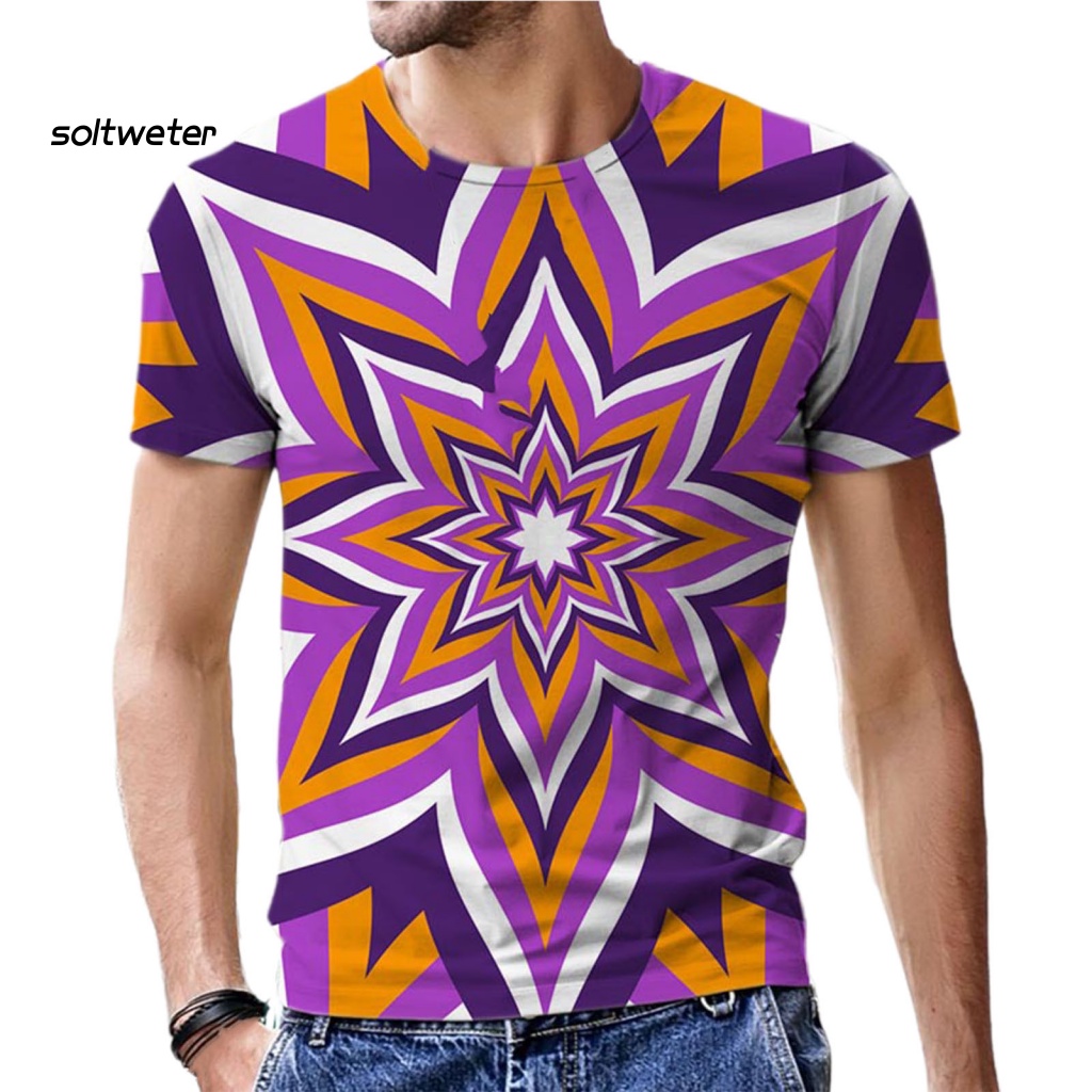 St Áo Thun Quang Học Cổ Tròn Ngoại Cỡ Mặc Hàng Ngày Cho Nam