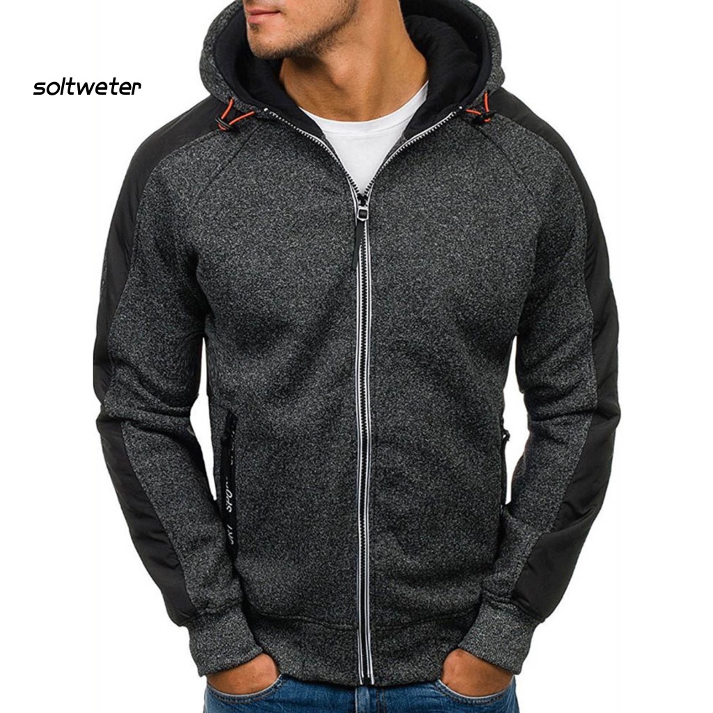 St Áo Hoodie Jacquard Dày Dặn Màu Trơn Có Khóa Kéo Thân Thiện Với Da Cho Nam