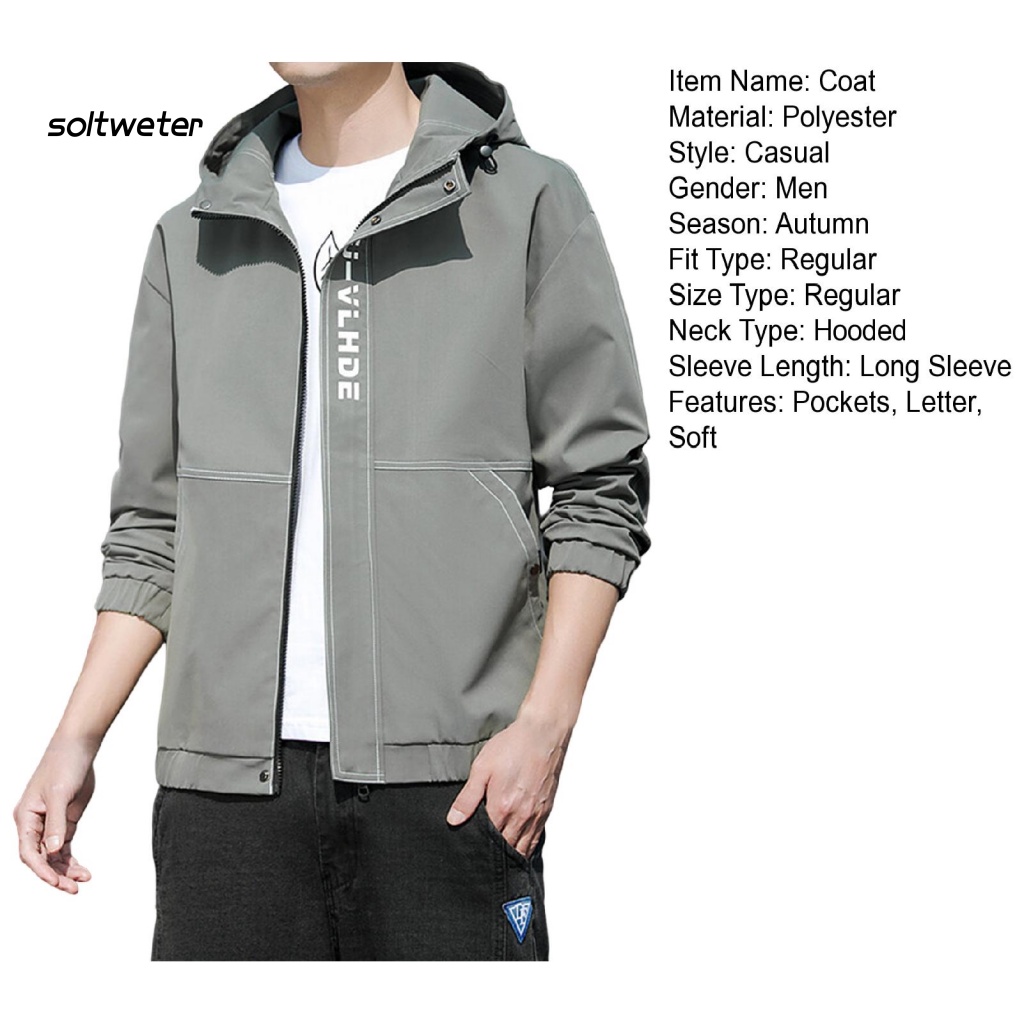 Áo Khoác Gió Màu Sắc Đơn Giản Có Mũ Trùm Phối Dây Rút Co Giãn Tốt Thời Trang Đường Phố Cho Nam