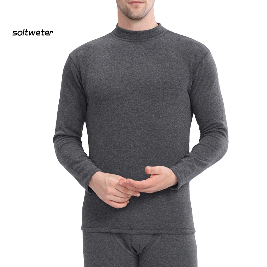 Bộ Đồ Lót 2 Món Bằng Vải Bông Dày Tay Dài Cổ Cao Giữ Ấm Thoải Mái Cho Nam