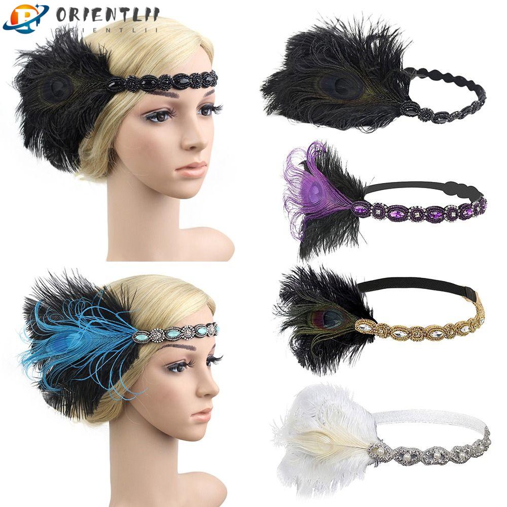 Băng Đô Lông Vũ Co Giãn Phong Cách Vintage Mới