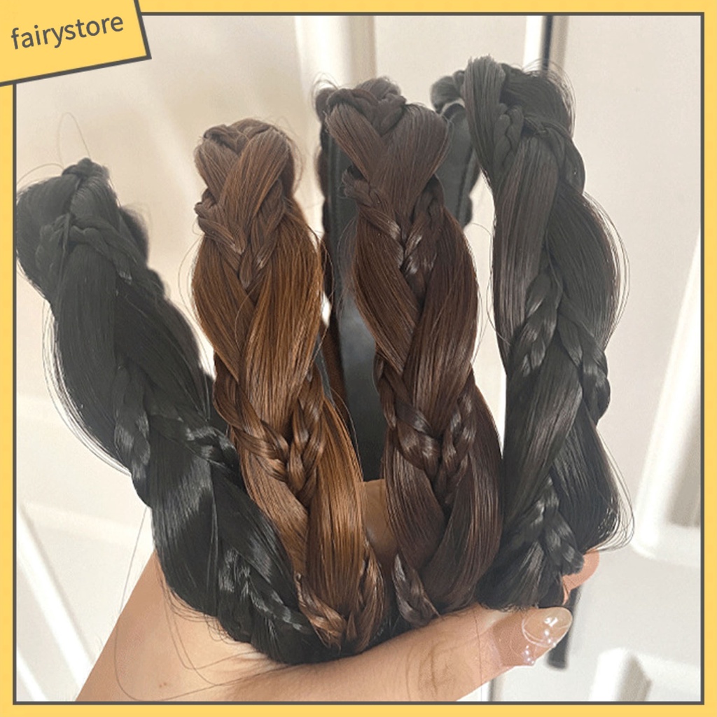 Băng Đô Tóc Giả Thắt Bím Chống Trượt Màu Sắc Tự Nhiên