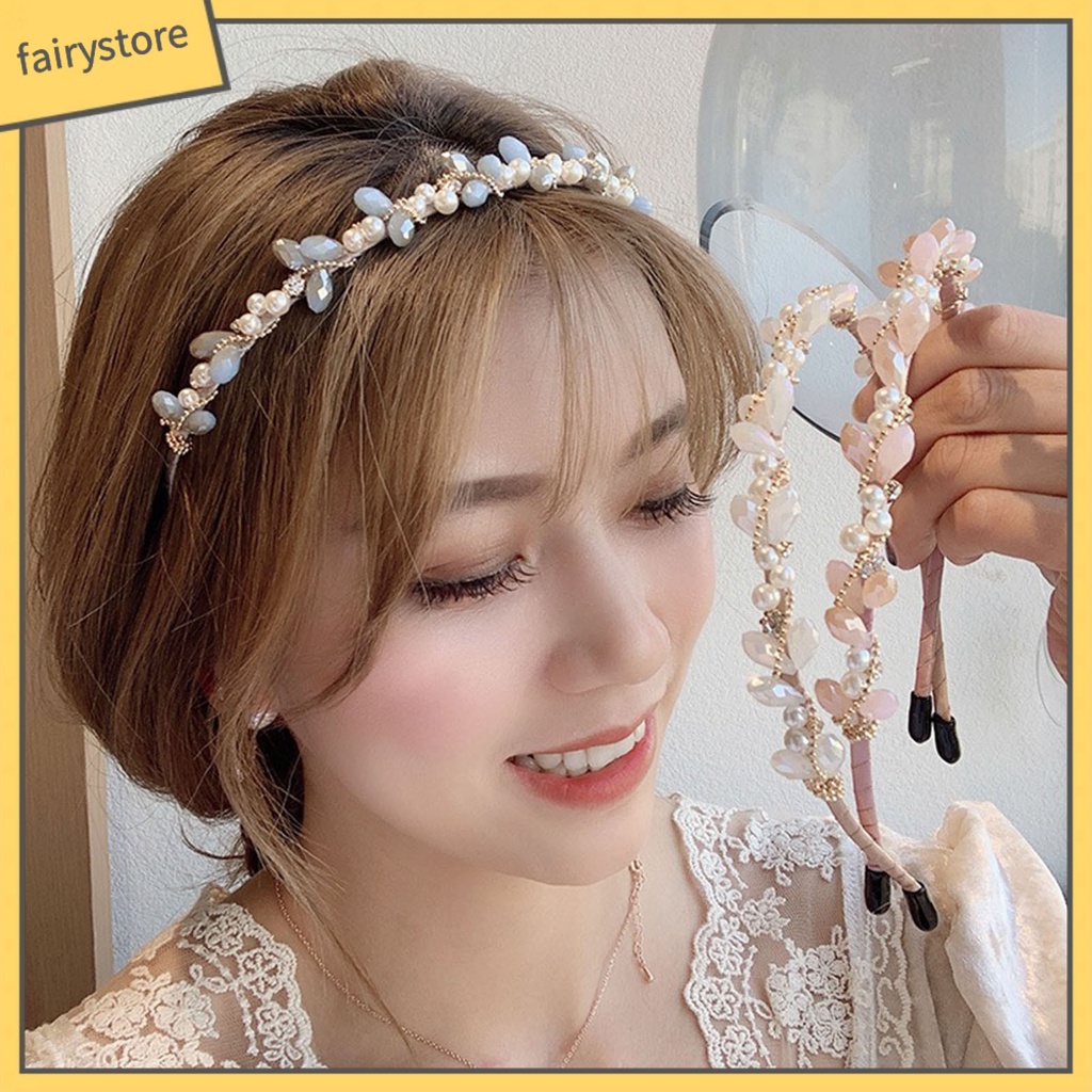 Kẹp Tóc Đính Ngọc Trai Giả Pha Lê &amp; Đá Nhiều Màu Chống Trượt Cho Nữ