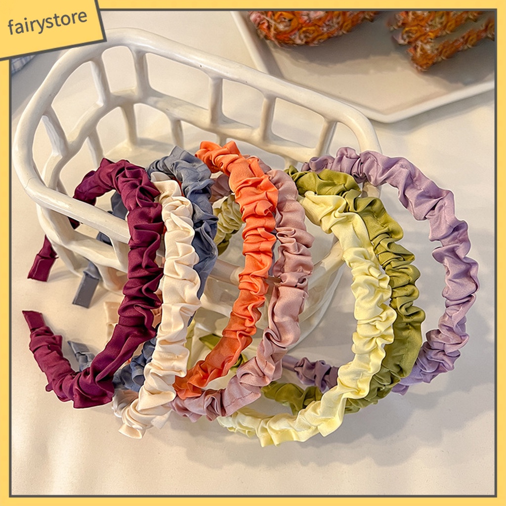 Băng Đô Cài Tóc Bằng Vải Mềm Co Giãn Màu Trơn Dành Cho Nữ