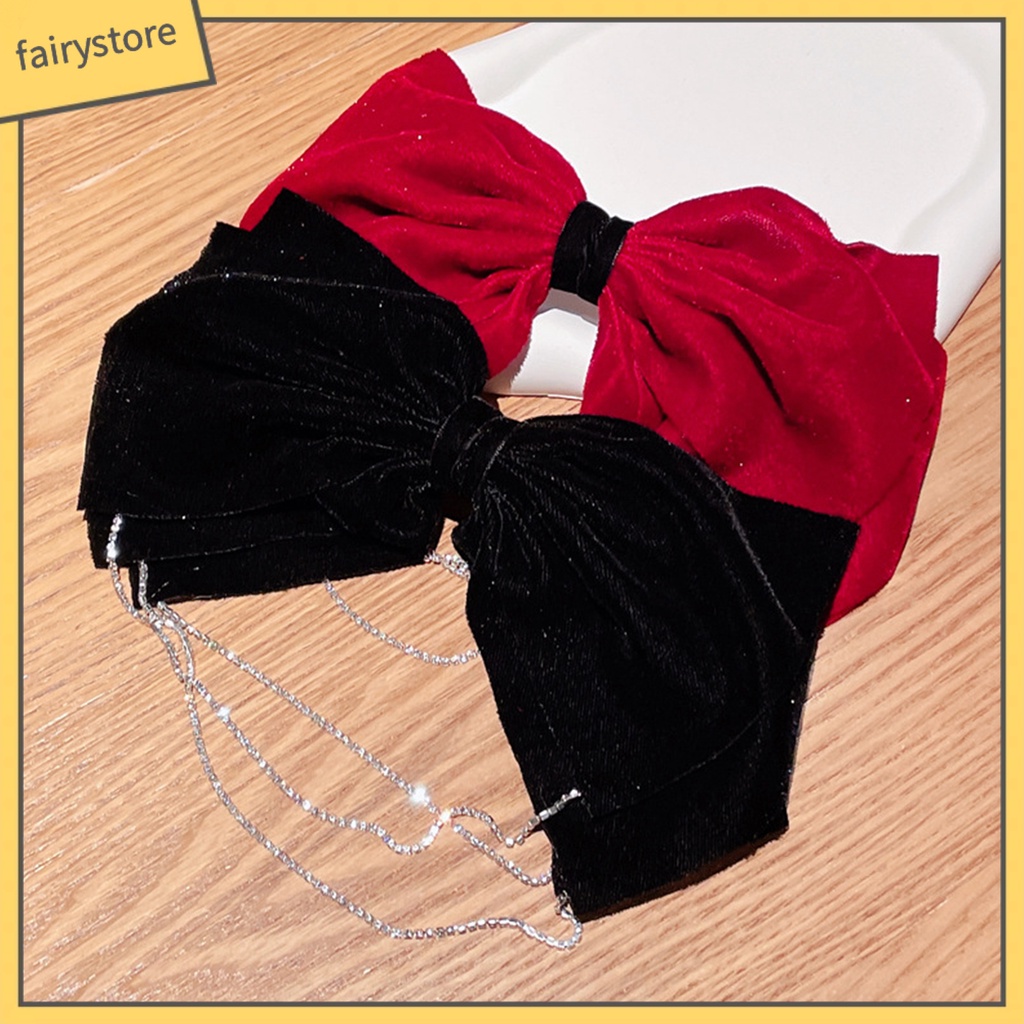 Kẹp Tóc Nơ Phối Tua Rua Nhiều Lớp Đính Đá Lấp Lánh Thời Trang Cho Nữ