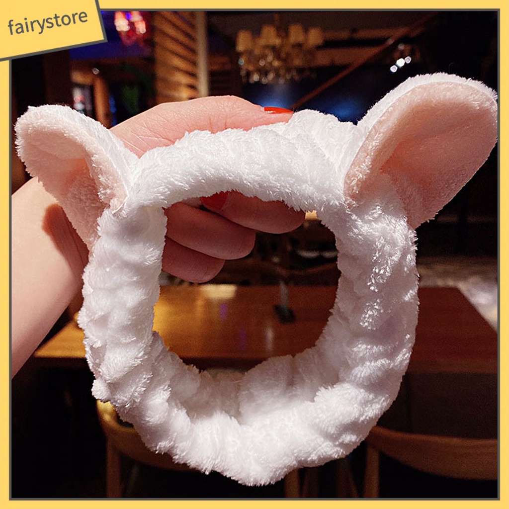 Băng Đô Nhung Mềm Co Giãn Cao Hình Tai Thỏ Dễ Thương Cho Nữ
