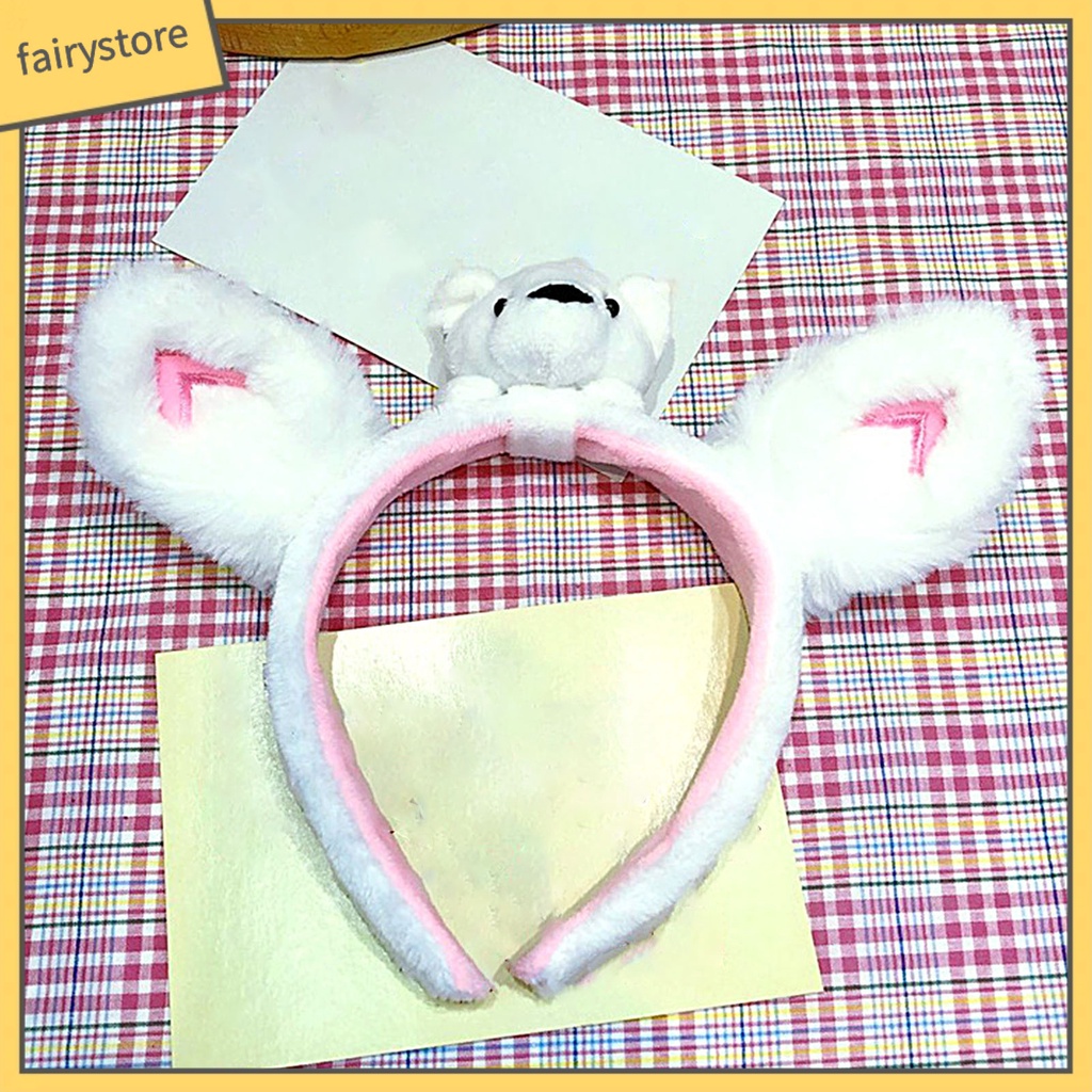 Băng Đô Tai Thỏ / Gấu / Hươu Cao Cổ Phủ Lông Xù Dễ Thương Dành Cho Nữ