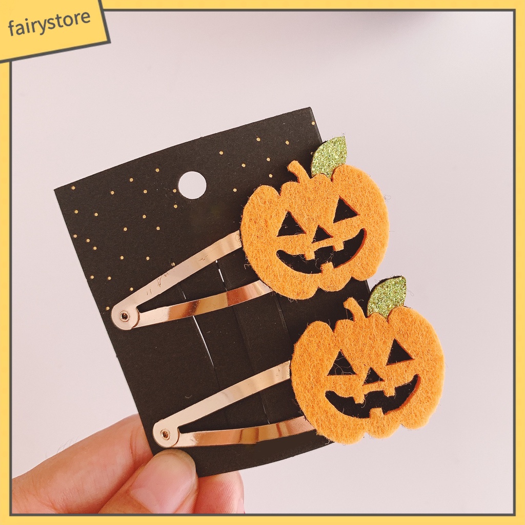 Set 1 / 2 Kẹp Tóc Hình Hoạt Hình Phong Cách Halloween