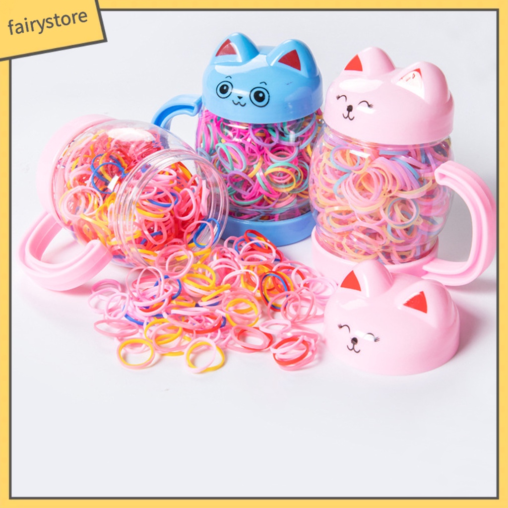 1 Bộ Dây Cao Su Buộc Tóc Đuôi Ngựa Co Giãn Màu Sáng Phong Cách Hoạt Hình Dùng Làm Giá Đỡ Chai Nước Cho Trẻ Em