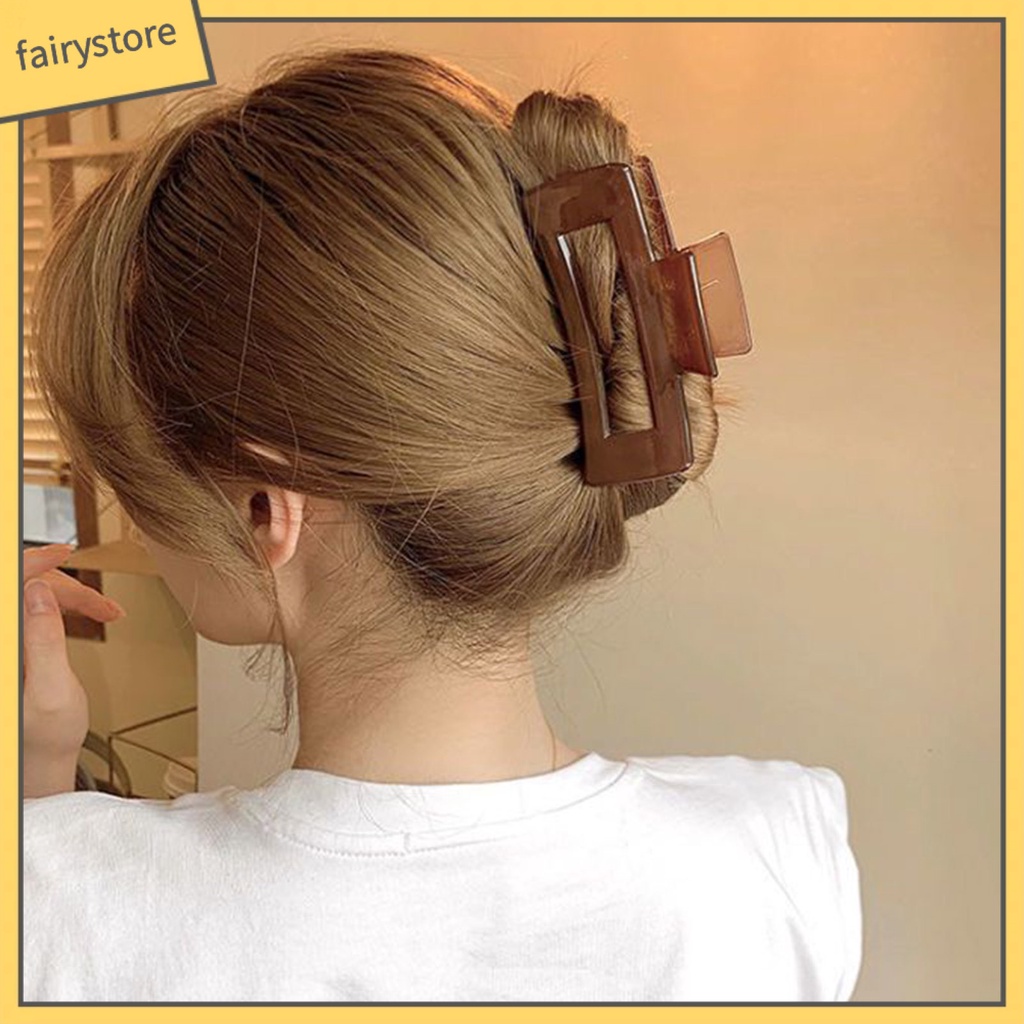 Kẹp Tóc Hình Vuông Cỡ Lớn Thiết Kế Trong Suốt Chống Trượt Tiện Dụng Cho Nữ