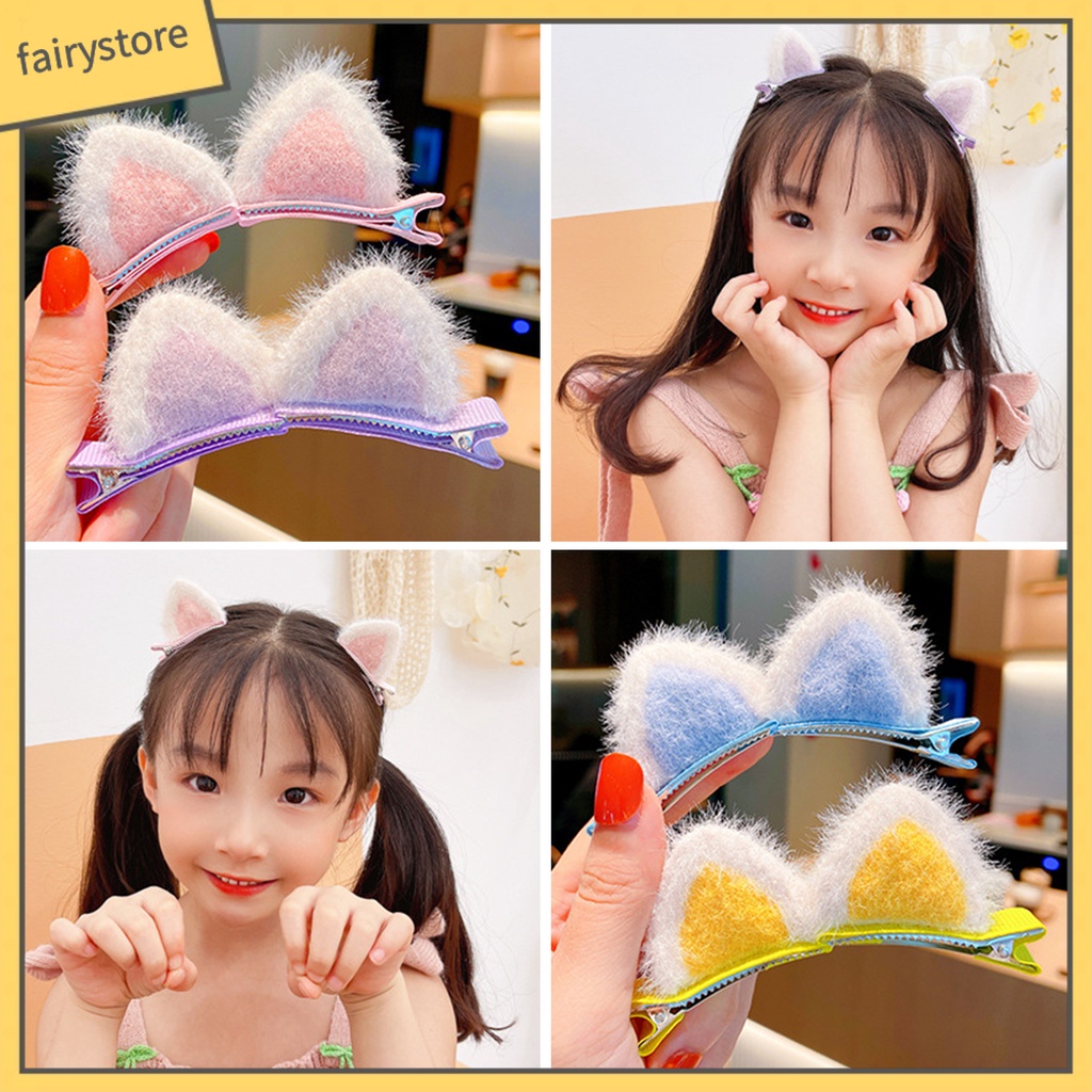 1 Cặp Kẹp Tóc Hình Tai Mèo Nhiều Màu Xinh Xắn