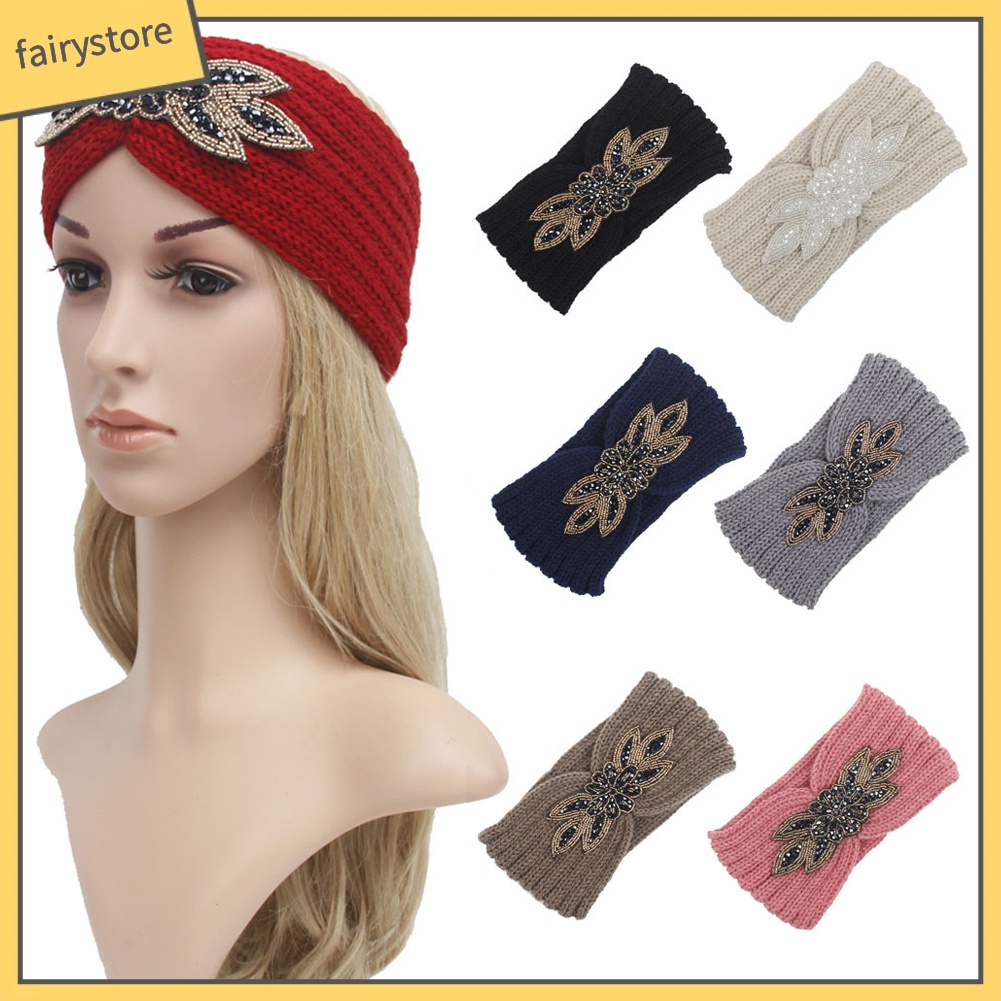 Băng Đô Dệt Kim Đính Đá Hình Hoa Thời Trang Thu Đông Cho Nữ