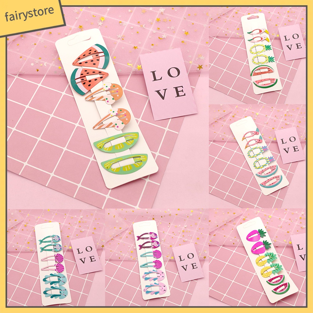 Set 6 Kẹp Tóc Hoạt Hình Xinh Xắn Cho Bé Gái