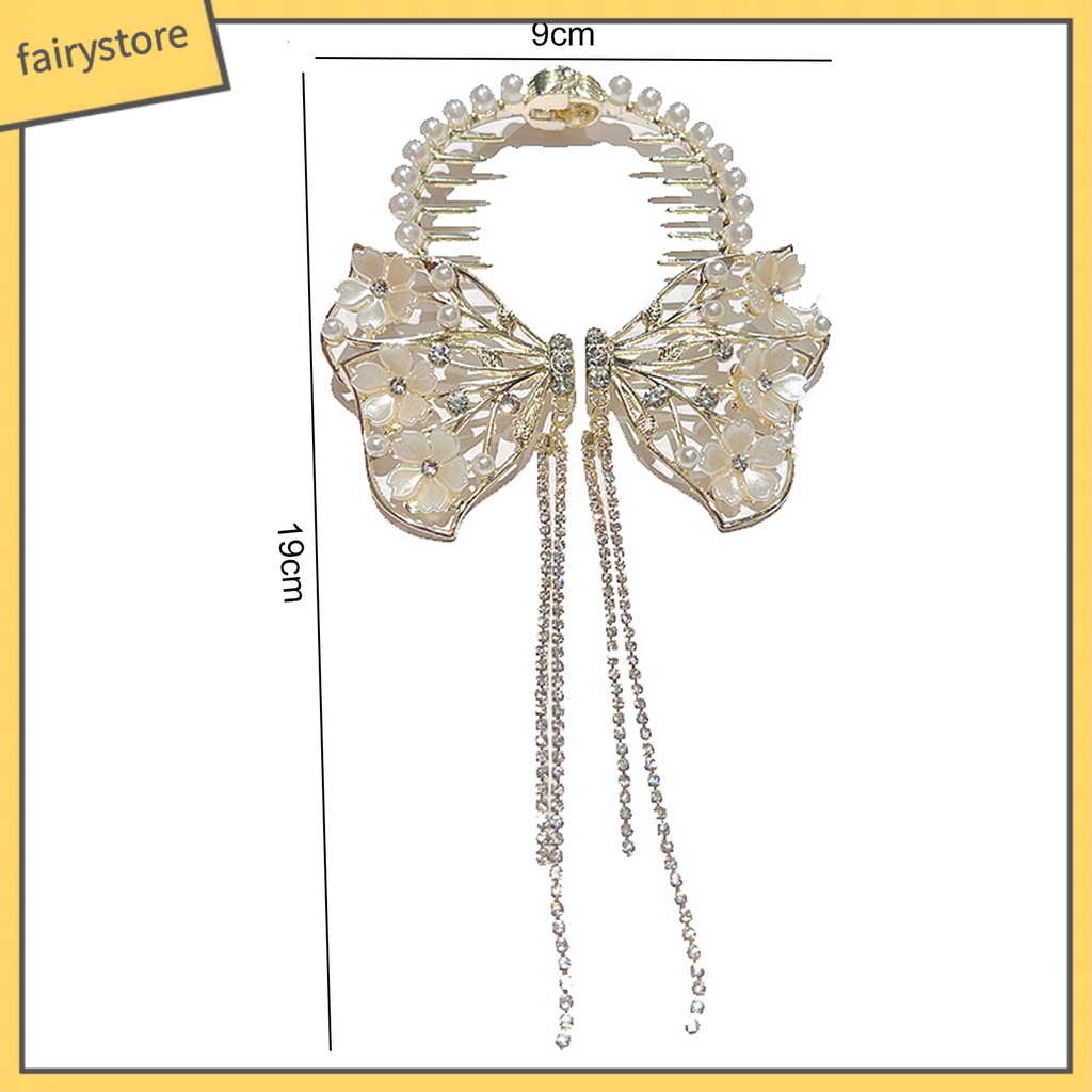 Kẹp Tóc Đính Đá Ngọc Trai Giả Hình Bông Hoa / Bươm Bướm Cỡ Lớn Thời Trang