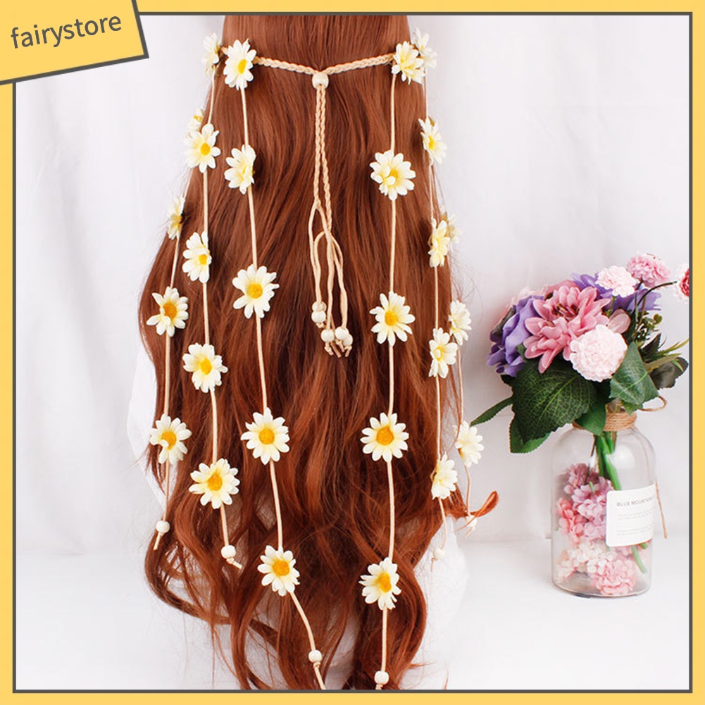 Vòng Hoa Hướng Dương Đính Tua Rua Phong Cách Boho Cho Nữ