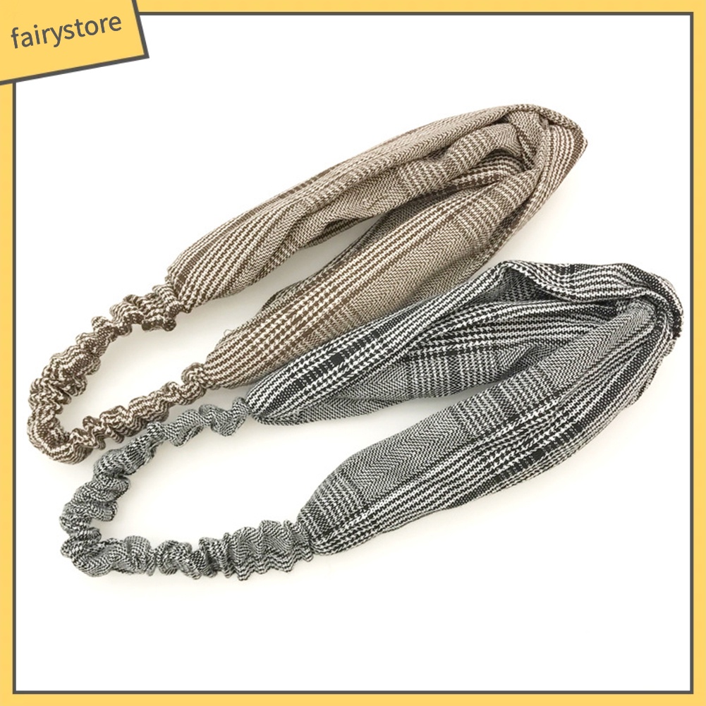 Băng Đô Cài Tóc Bản Rộng Co Giãn In Họa Tiết Kẻ Sọc Cho Nữ