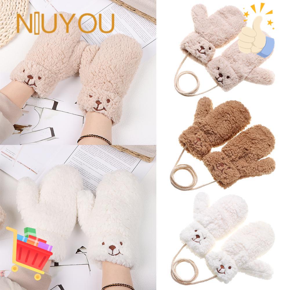 Găng Tay Chống Gió Dày Dặn Họa Tiết Gấu Hoạt Hình Dễ Thương