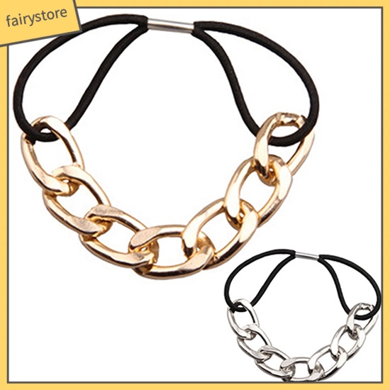 Dây Cột Tóc Chuỗi Xích Kim Loại Co Giãn Phong Cách Hàn Quốc Cho Nữ