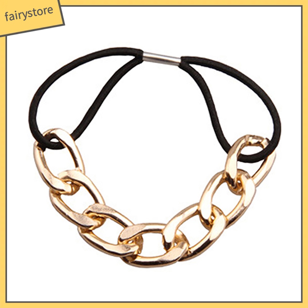 Dây Cột Tóc Chuỗi Xích Kim Loại Co Giãn Phong Cách Hàn Quốc Cho Nữ