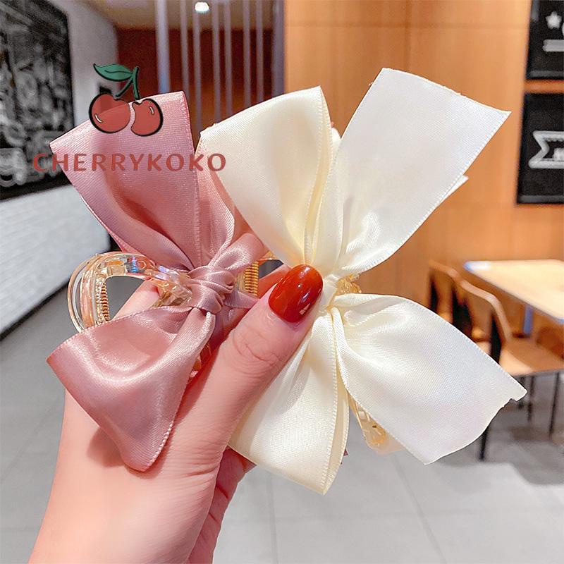 🍒🍒CHERRYKOKO Kẹp tóc càng cua đính nơ ruy băng phong cách Hàn Quốc đơn giản thời trang dành cho nữ